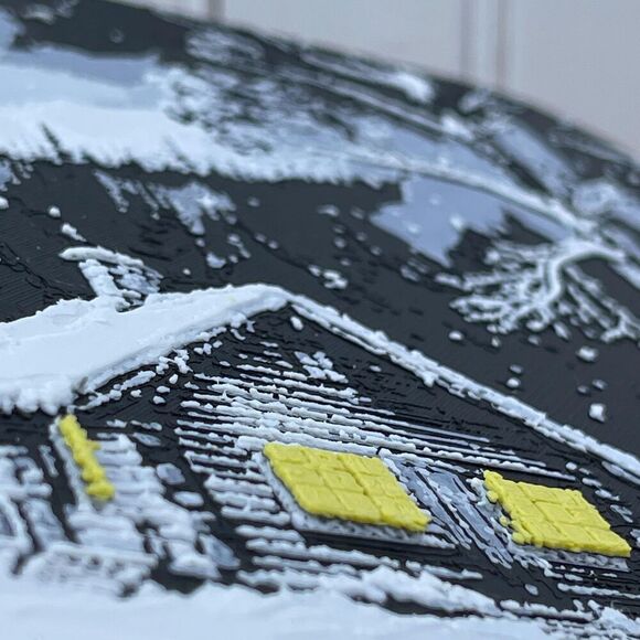 Winter Cabin Wall Art, Wall Art, Cabin in the Snow, Textured Art - Picture 9 of 10